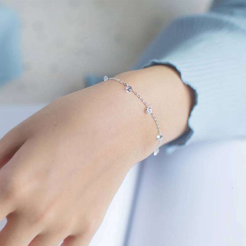 Modian 925 Sterling Silver Clear CZ Shining Chain Geometric Lobster Lock Bracelet for Women Fashion Female Jewelry Z260225