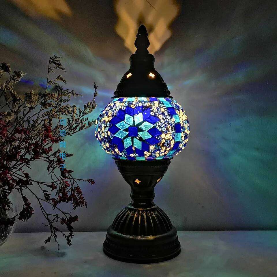 Table Lamp Vintage Art Deco Handcrafted De Mesa Mosaic Glass Bed Light Lamparas Con Mosaicos Night Lights H260225