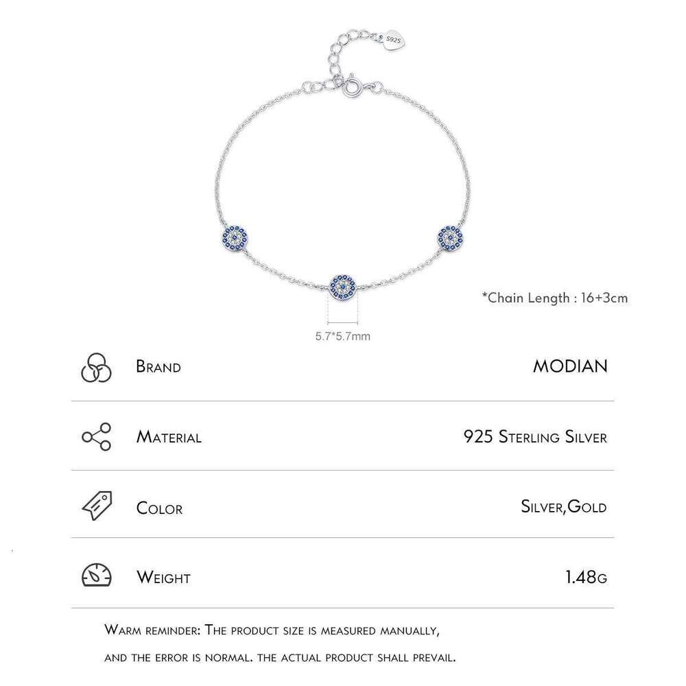 MODIAN Authentic 925 Sterling Silver Blue Eyes Bracelet Fashion Chain Link For Women Birthday Mothers Day Gift Fine Jewelry Z260225