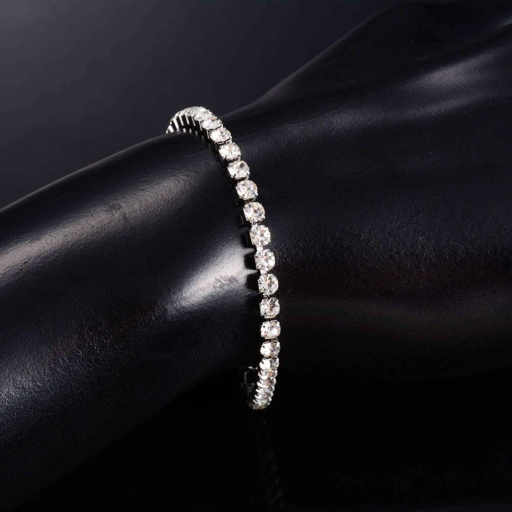 Sparkly Cubic Zirconia Tennis Bracelet for Women Rhinestone Chain Minimalist Crystal Bangle Stainless Steel Jewelry Accessories Z260225