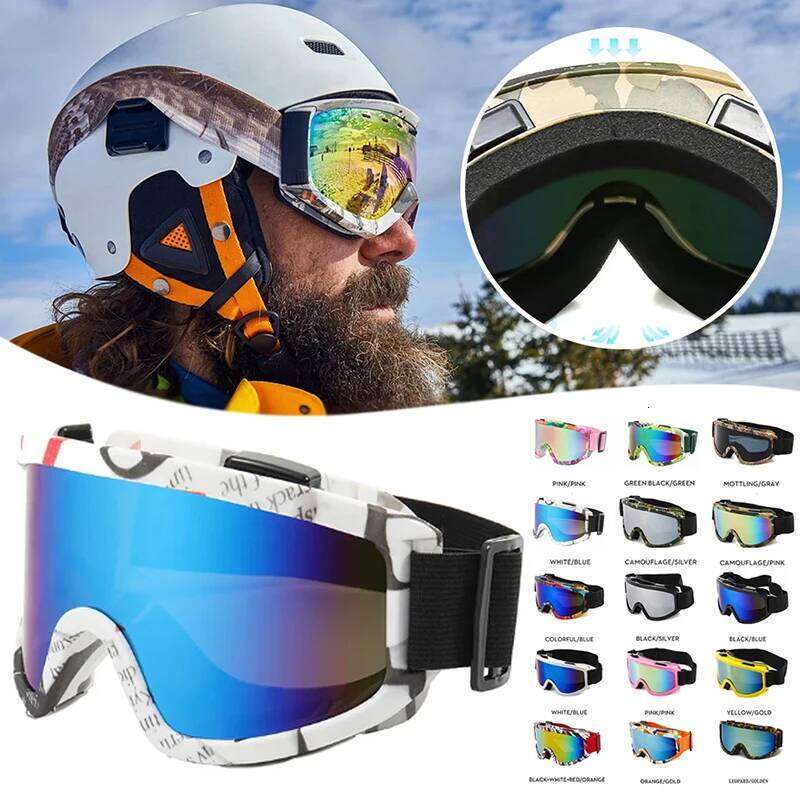 Large Frame Ski with Colorful Lens Anti-Collision Anti-Glare Motorcycle Outdoor Sport Snow Snowboard Skiing Goggle Z260225