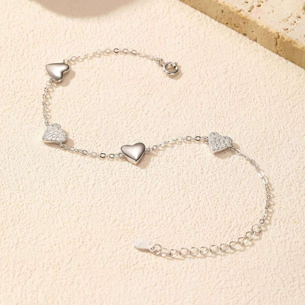 MODIAN Dazzling Zirconia Bracelet 925 Sterling Silver Exquisite Mirror Hearts Charms Stackable Bracelets For Women Fine Jewelry Z260225