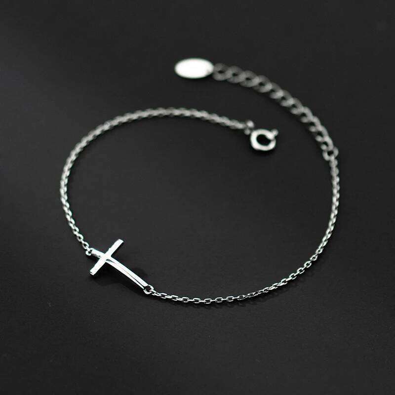 Modian Real 925 Sterling Silver Smooth Cross For Women Shiny Link Chain Bracelet Fine Jewelry Valentine's Day Gift Z260225