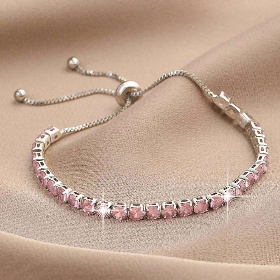 ZAKOL 2 Pcs Set 4 MM Round Zircon Tennis Bracelet for Women Shiny Geometric Pink AAA Cubic Zirconia Fashion Jewelry Gifts Z260225