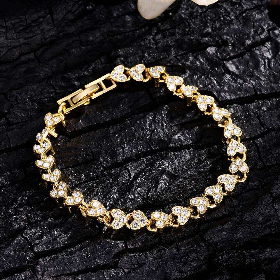 ZAKOL Crystal Rhinestone Heart Tennis Bracelet Encrusted Simple Wedding Jewelry for Women Men Valentine's Day Gift Z260225