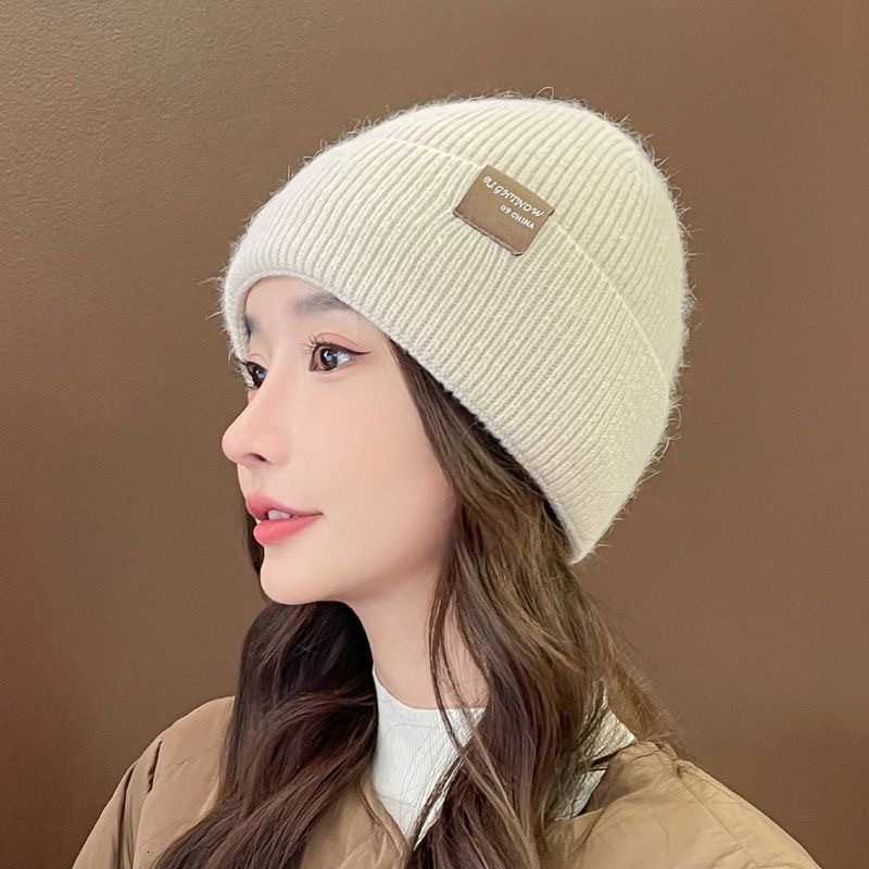 Thick Knitted Wool Hat for Women Winter Warm Fleece Pullover Hat Cold and Windproof Head Wrap Hat Ear Protection Hat S260225