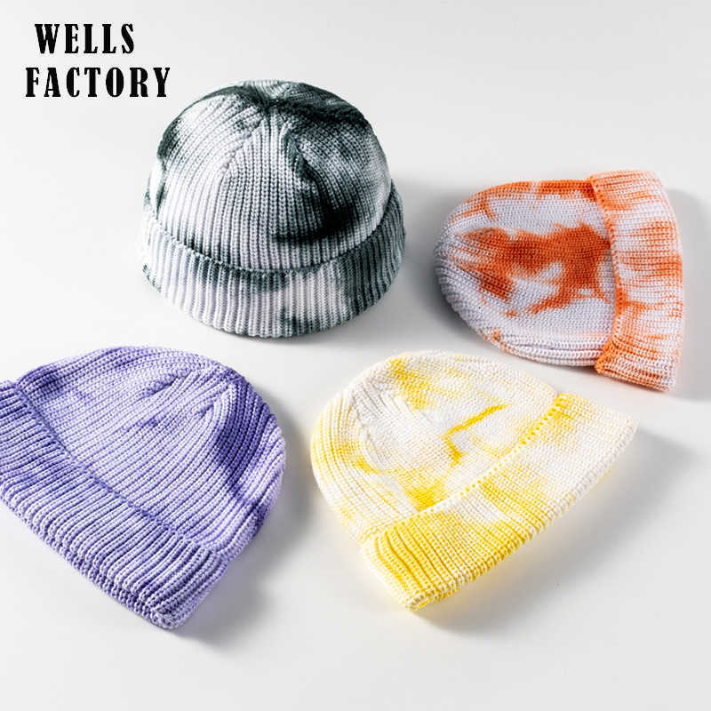 Autumn and winter hip-hop casual cold-weather hat tie-dye woolen beanie for men street style ins trendy brand knitted hat for women S260225