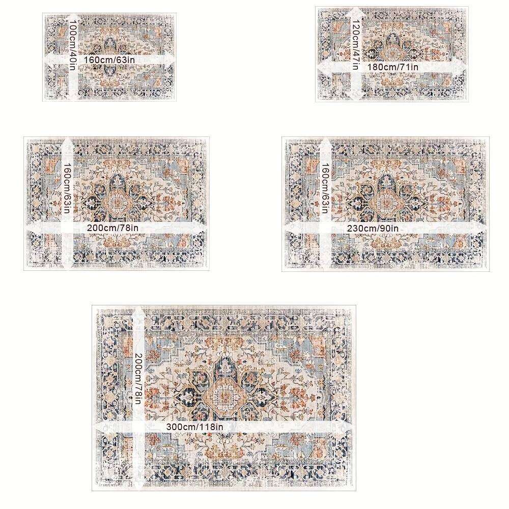 VIKAMA Retro Bohemian Style Design Features Washable Area Carpets, Anti-Slip Carpets For The Living Room, And Home Decoration W260226
