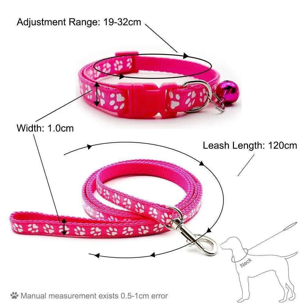 Dog Paw Print Adjustable Breathable Cat Traction with Collar Pet Walking Lead Rope