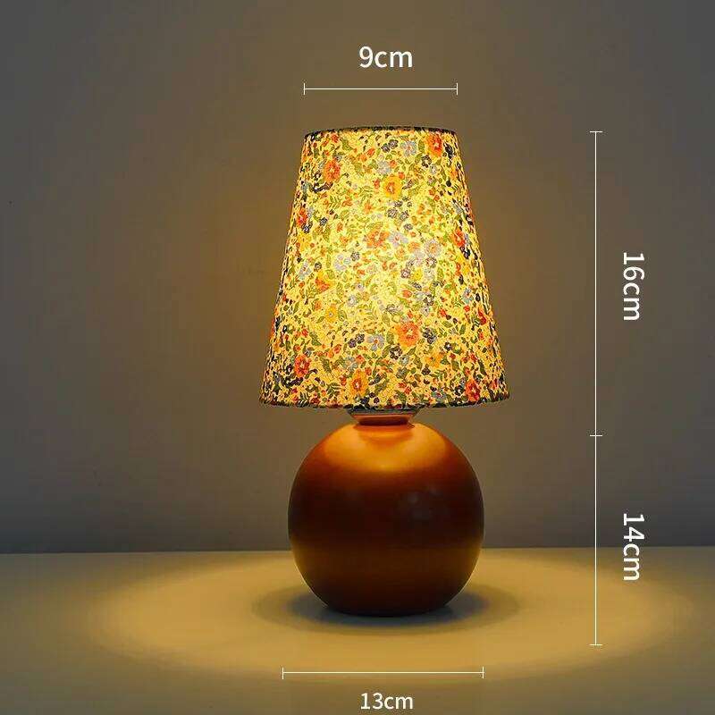 Nordic Pleated Cloth Bedroom Bedside Light Luxury High-end Retro Desk Solid Wood Ins Decorative Atmosphere Night Lamp H260225