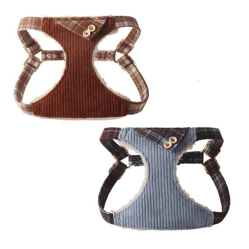 New Leash Lamb Wool Small Medium Dogs Vest Style Cat Dog Harness Adjustable Corduroy Pet Supplies Accessories