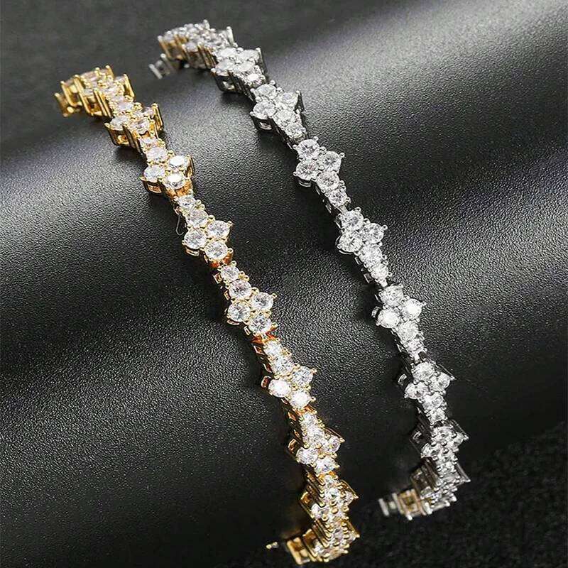 Round Stone Star Cubic Zirconia Bracelet Hip-Hop Jewelry Men Shiny Elegant Fashion Accessory Classic Gift For Birthday Z260225