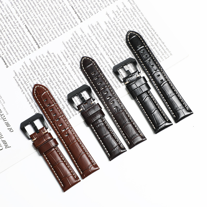 genuine leather watch strap with bamboo pattern top-layer cowhide sports watch band 22/24mm soft watch strap 220622