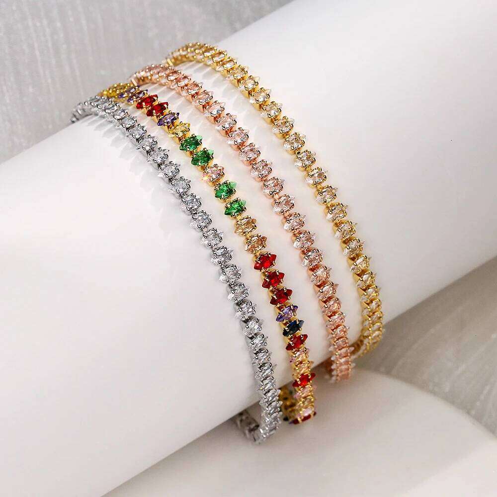 ZAKOL 2024 New Marquise Oval Square Cut Luxury Silver Color on Hand Tennis Bracelet Bangle for Women Party Jewelry Gift Z260225