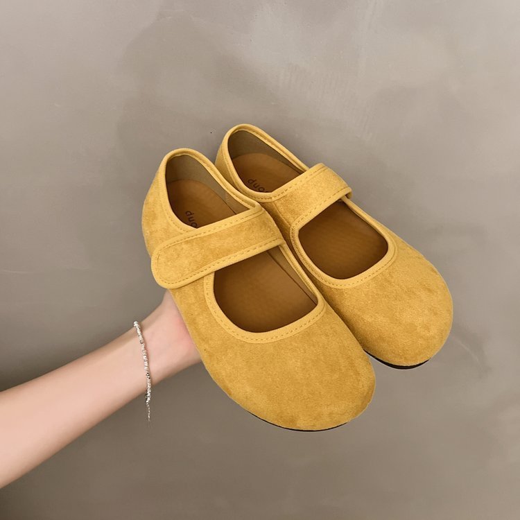Shoes Woman Female Footwear Soft Low Heels Shallow Mouth Dress Summer Mary Janes Rubber PU Spring Fabric Flock Shoes Wo 240826