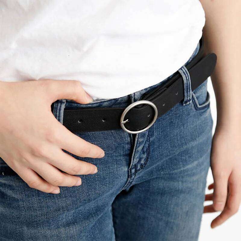 Black Leather Belt for Women Heart Round Pin Buckle Ladies Dress Jeans Strap Girls Waistband Adjustable Belts Y260225