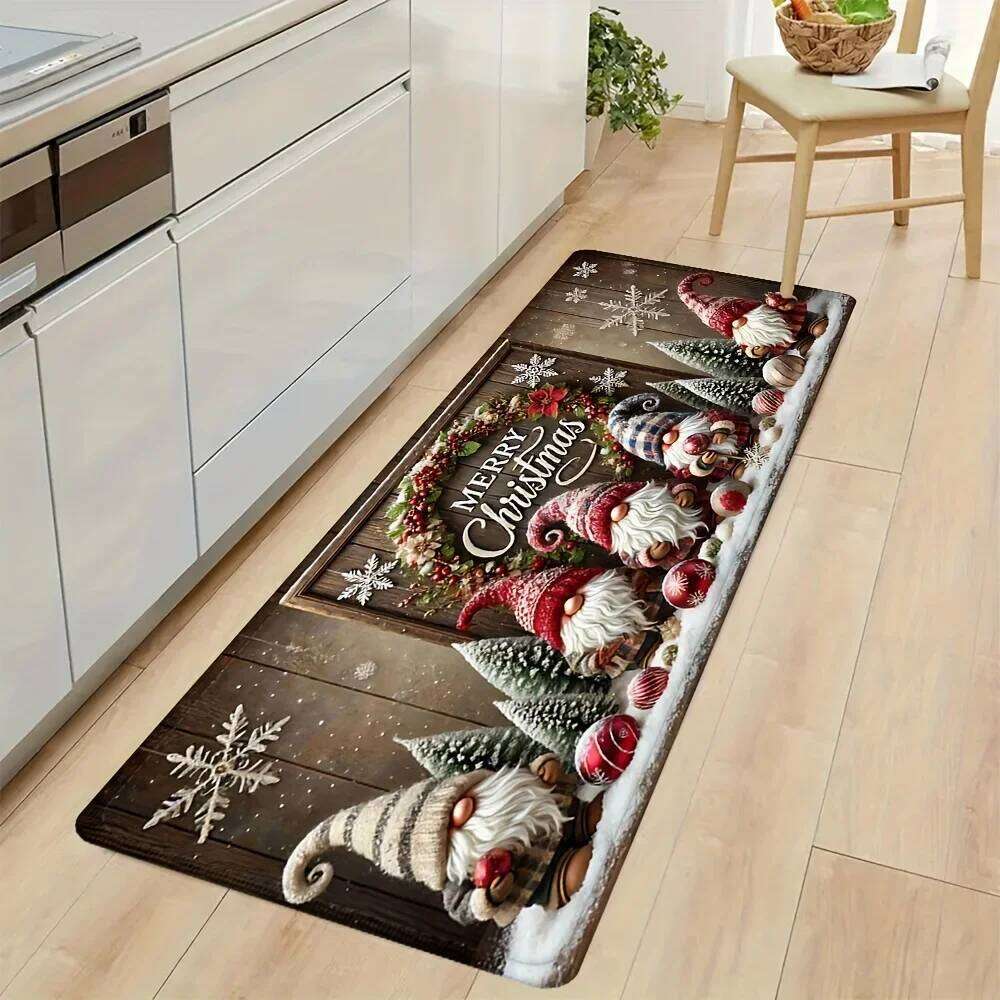 VIKAMA2PC Christmas Kitchen Rug Set Soft to the Touch Stain-Resistant Specialized Home Decor for Stove Sink Areas W260226