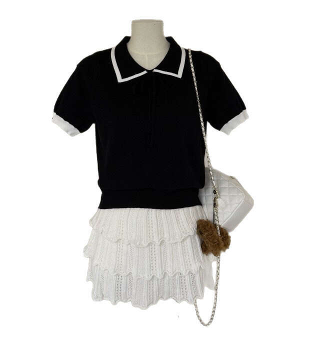 2026 Spring/Summer New Designer Lace Embroidered Letter Casual Versatile Collar for Girls Knitted Women