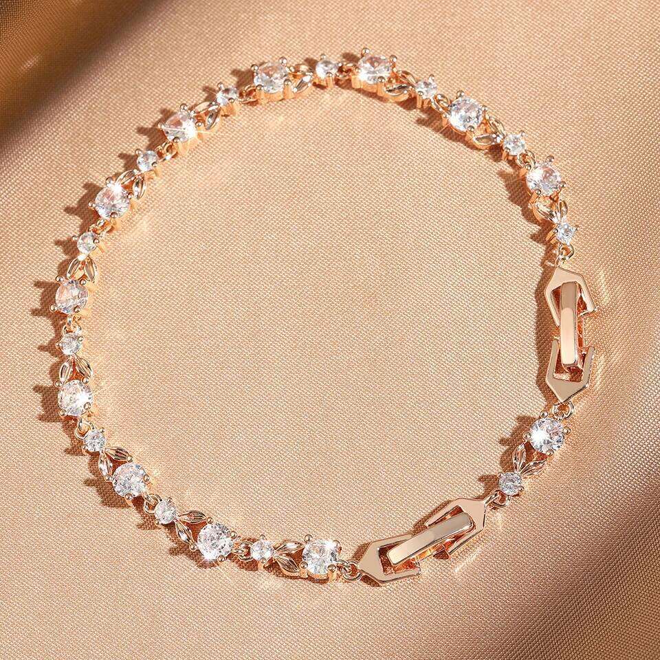 ZAKOL Exquisite Leaf Bracelets for Women Sliver Color Crystal Men Bangles Fashion Heart Zircon Girls Party Jewelry Z260225