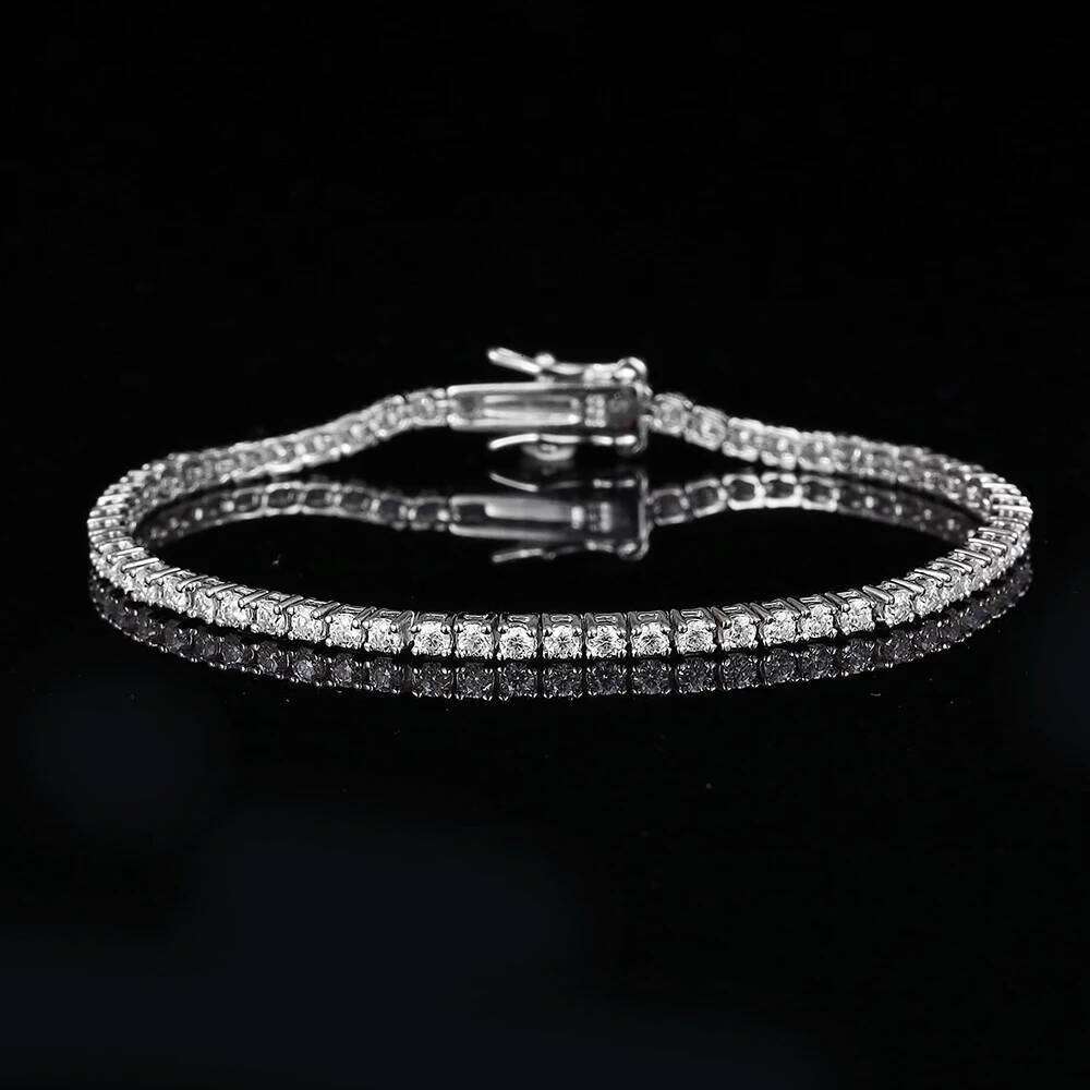 YLMyself Pure 925 Tennis Bracelet 2mm Cubic Zirconia Pave 15/16/17/18CM Real Sterling Silver Anniversary Gift Jewelry Z260225