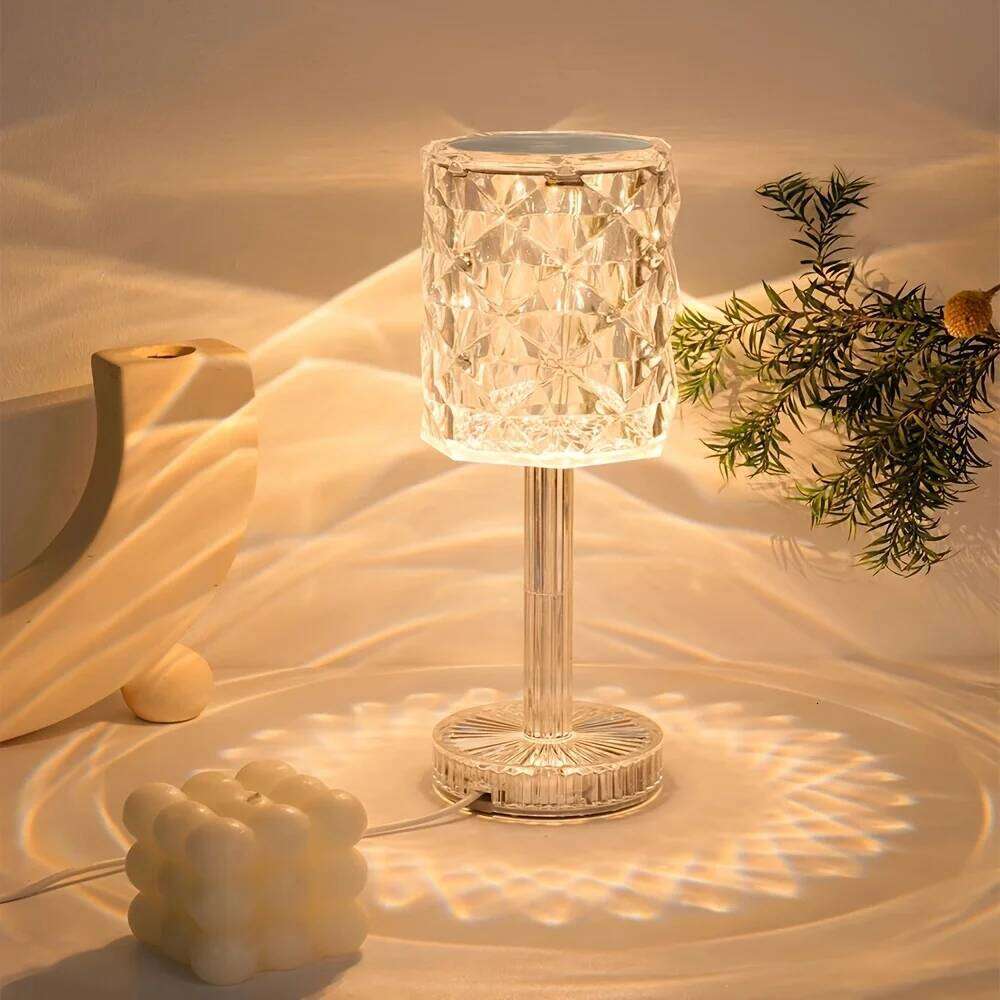 1PC Three color USB Plug Adjustable Romantic Diamond Atmosphere Bedroom Desktop Decorative Crystal Lamp H260225