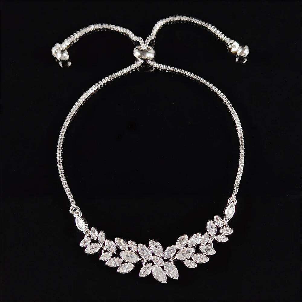 2024 New Luxury silver color on hand Bracelet Bangle For Women Adjustable Anniversary Gift Jewelry Bulk Sell S6108 Z260225