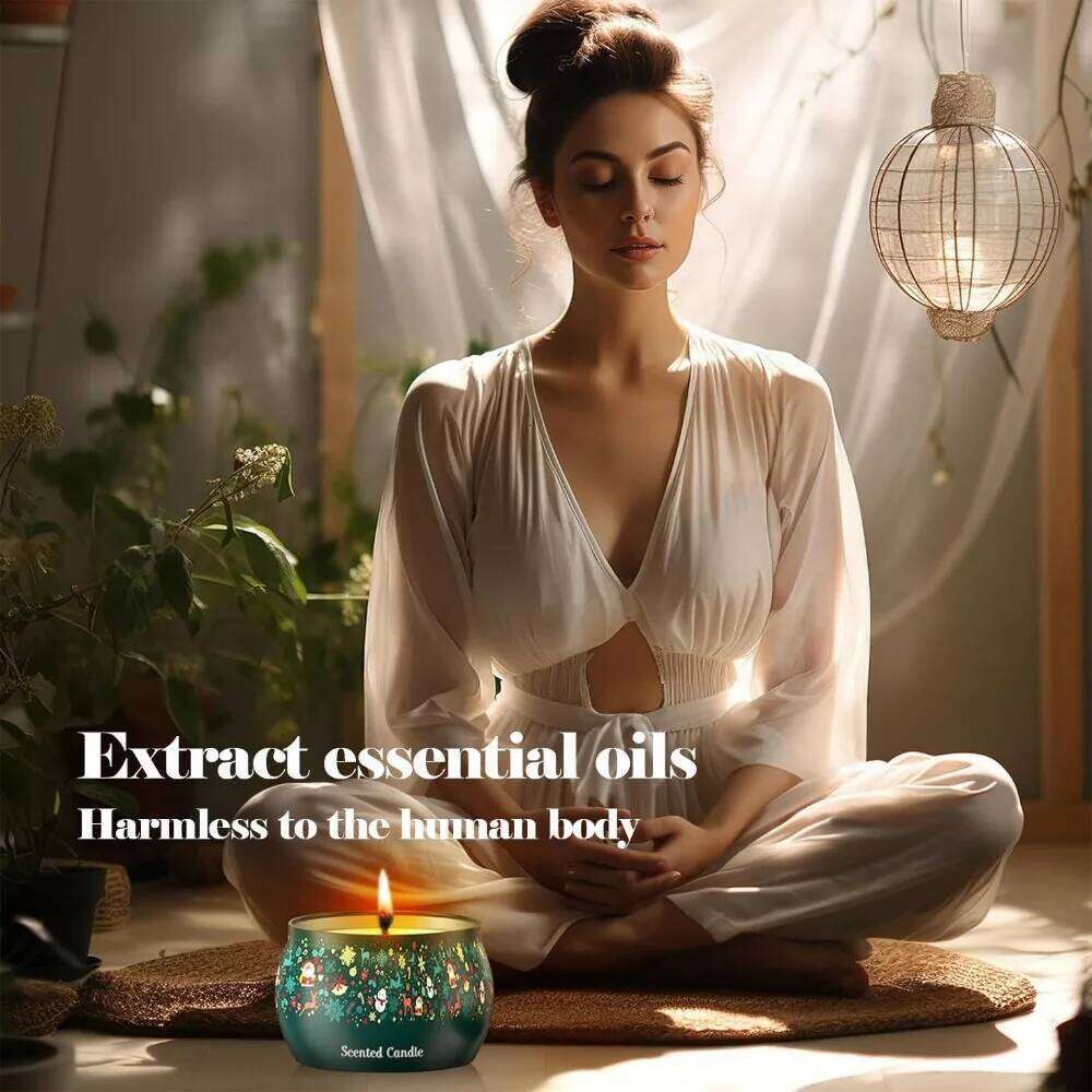 THAUSDAS 4-Pack 4.4oz Christmas Scented Candles Rose/Jasmine/Lavender/Vanilla, 120H Aromatherapy Gift Set W260226