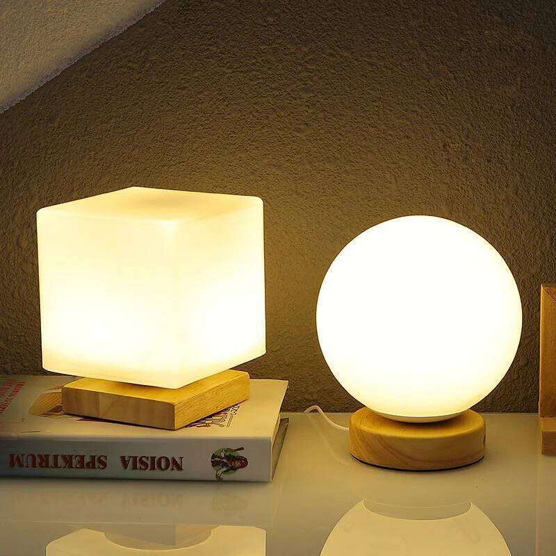 Nordic Solid Wood Decorative Usb Desk Bedroom Bedside Lamp Study Homestay Led Night Creative Atmosphere Light Soft H260225