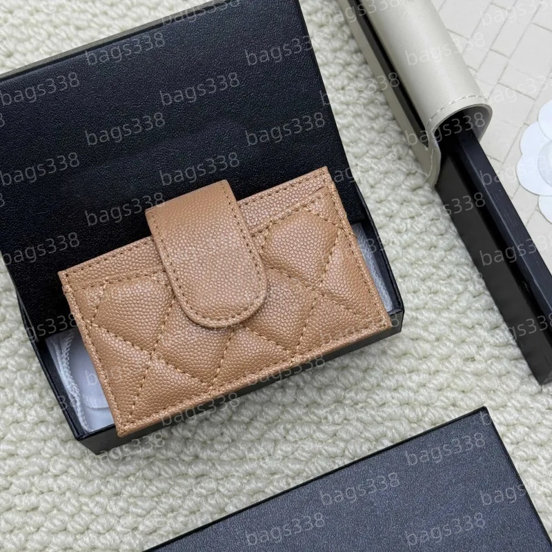 Designer fashion card holder women men classic pattern quality wallet purses handbag small bag genuine leather mini branded bags secure credit slots caviar compact