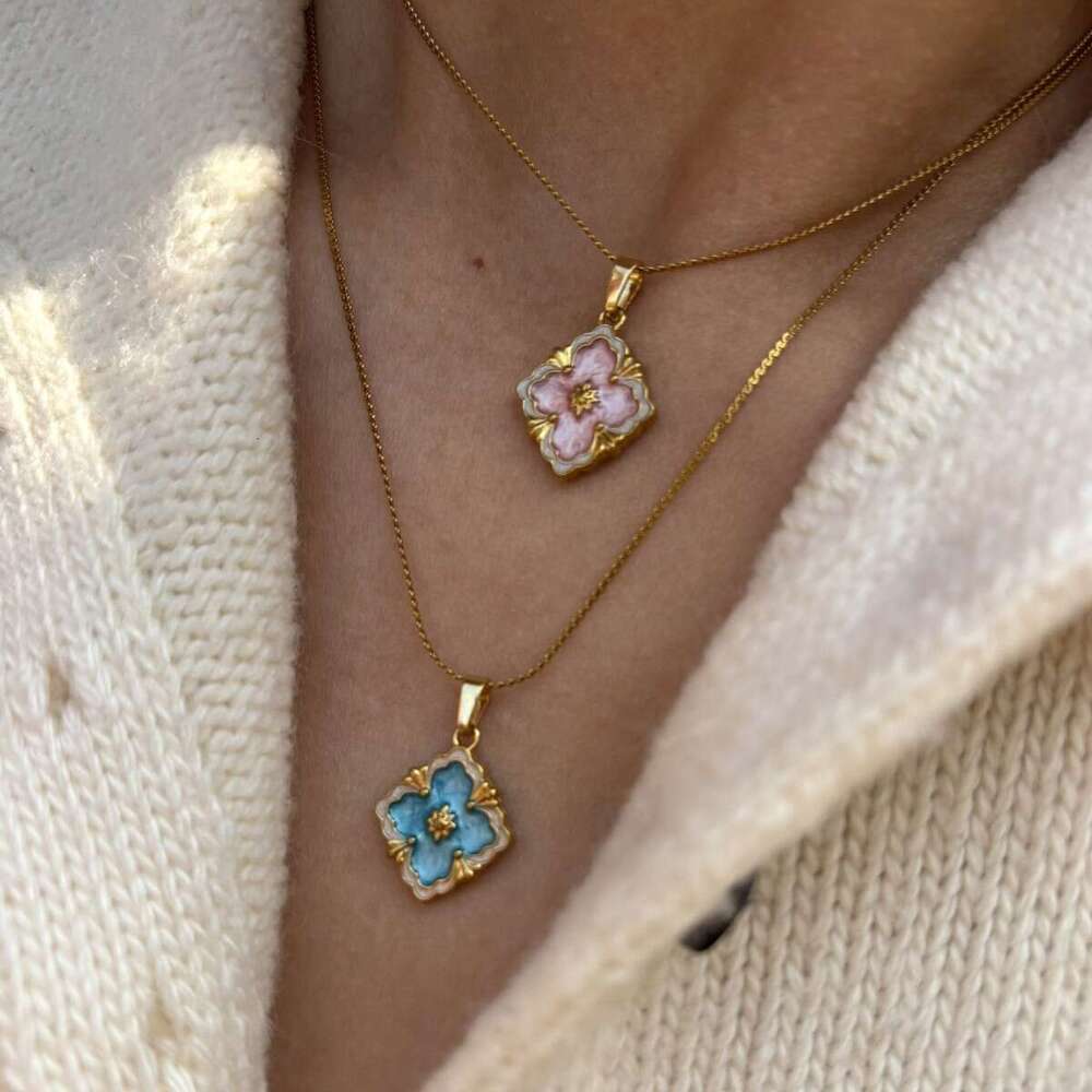 Four-leaf Enamel Women's Four-leaf Necklace Light Luxury Collarbone Chain