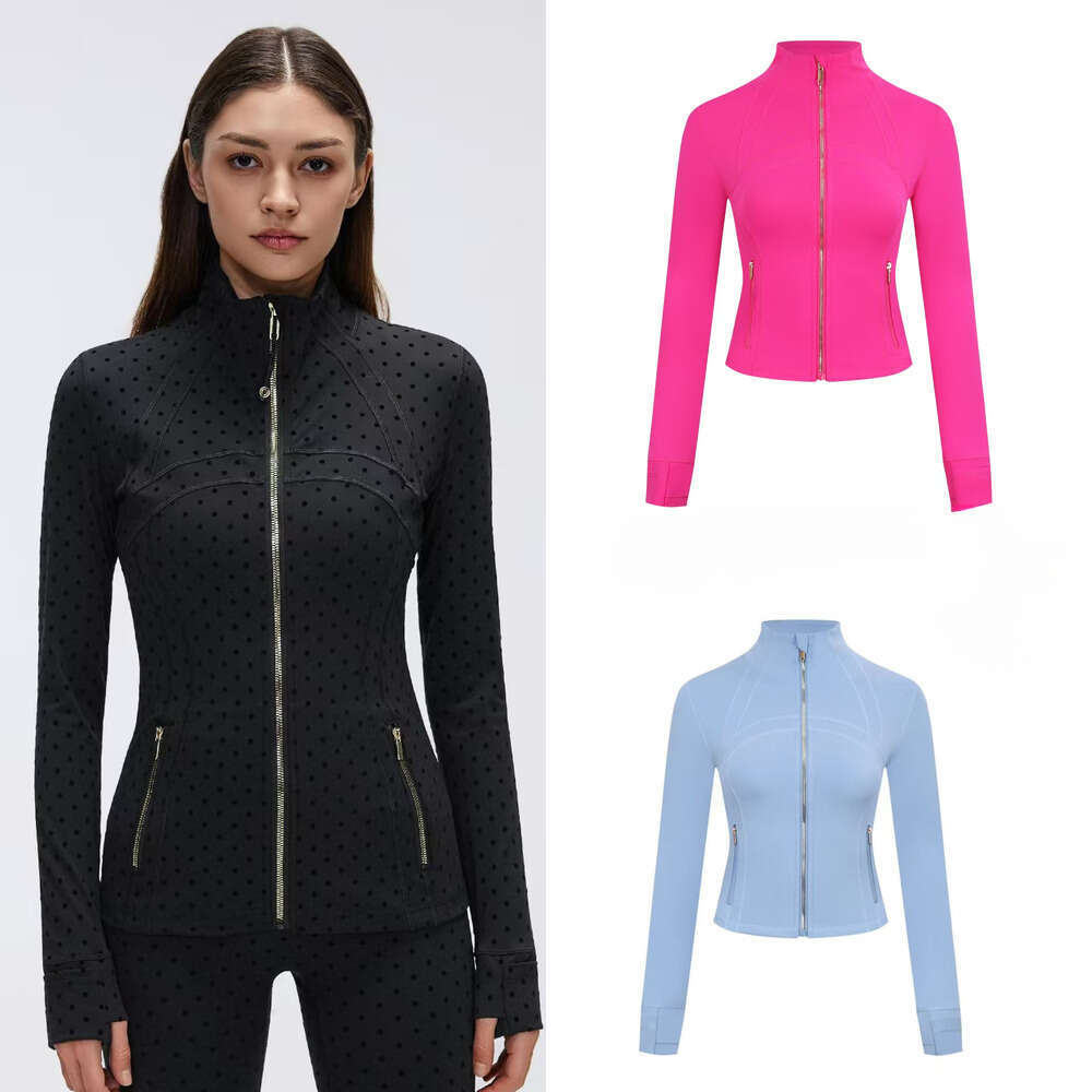 Yoga short jakets WomenDefine Workout Sport Coat Fitness gold zipper Jacket Sports Quick Dry Activewear Top Solid Zip Up Sweatshirt Sportwear