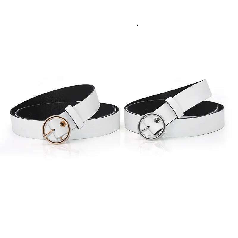 Dressing ladies professional dress belt new round pin buckle leather wild jeans with narrow fashion students 2021 New Y260225