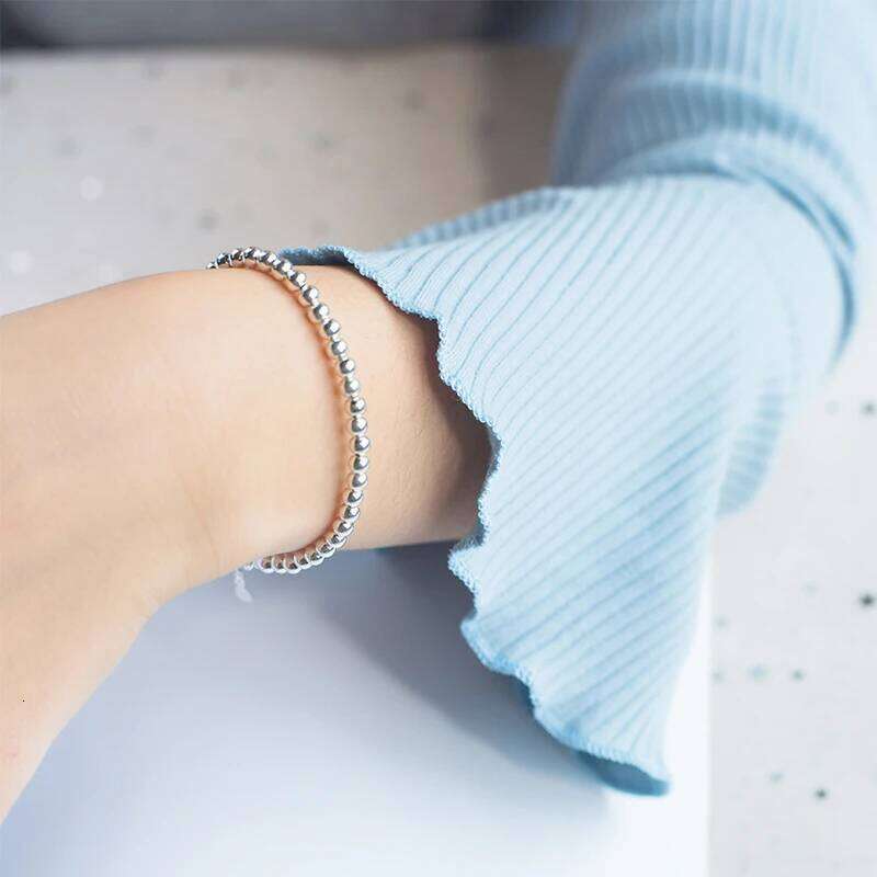 Modian Trendy 925 Sterling Silver Little Ball Strand for Women Free Size Link Chain Bracelet Fine Jewelry Girl Gift Z260225