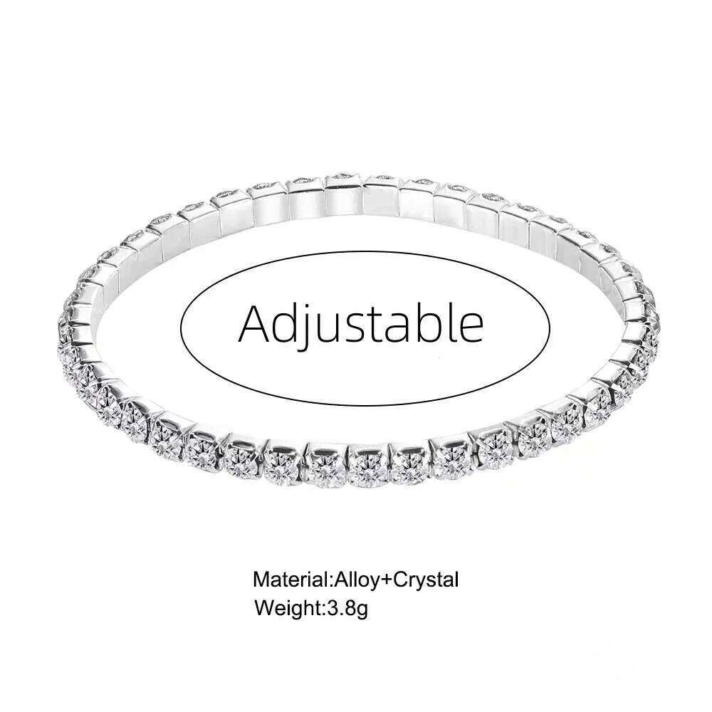 New Single Row Elastic Bracelet Crystal CZ Bride Pulseira Sparkling Bangle for Women Jewelry Best Friend Wedding Lady Pulsera Z260225