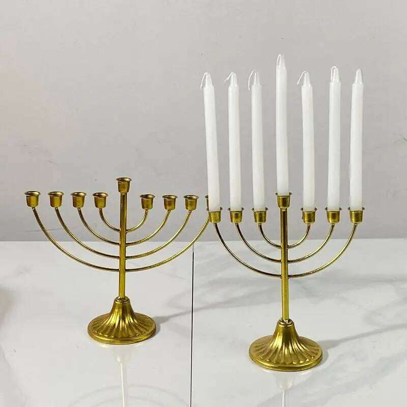 Menorah 7/9 Branch Jewish Candle Holder Detachable Metal Candlestick Vintage Desktop Candelabra Hanukkah Decoration W260226