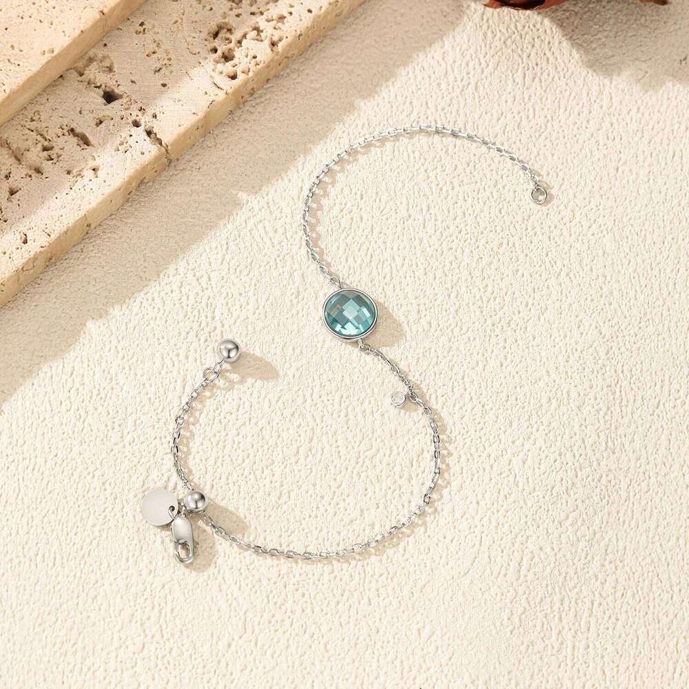 MODIAN 925 Sterling Silver Simple Round Blue Cubic Zirconia Long-termism Daily Trendy Bracelets For Women Fine Jewelry Z260225
