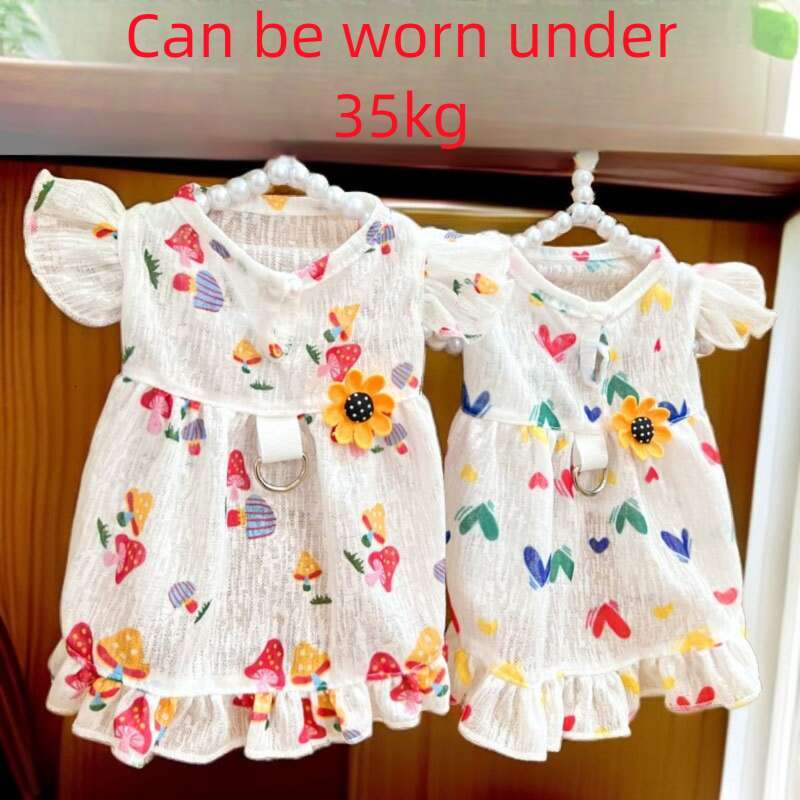 Famous brand Pet Leash Outdoor Heart Summer Dress Cat Supplies Corgi Dog Clothes Apparel pupakaIK