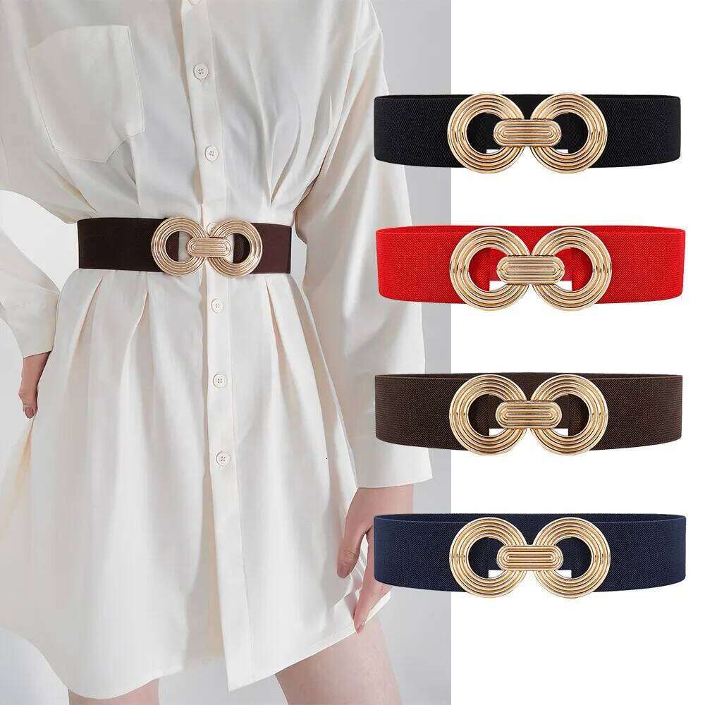 1 Piece Coffee Color Wowen's Belt Double Ring Buckle Widebelts Y260225