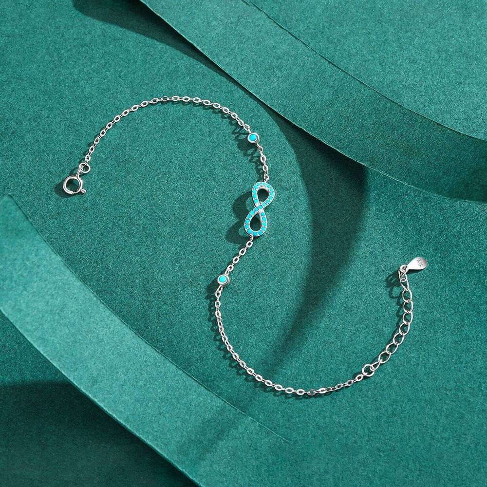 MODIAN Romantic Infinite Love Bracelet 925 Sterling Silver Vintage Natural Turquoise Chain Bracelets For Women Wedding Jewelry Z260225