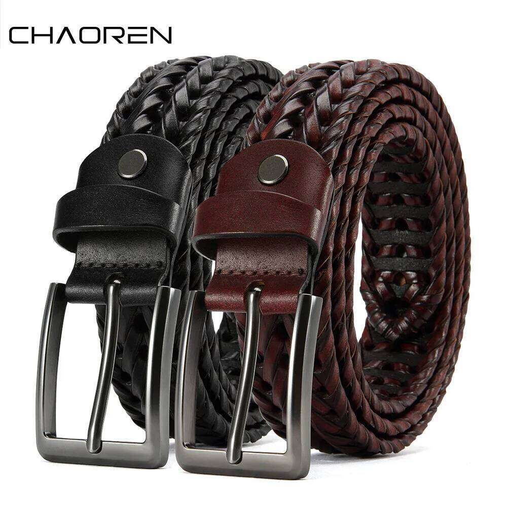 CHAOREN Braided Belts Mens Casual Woven Leather Belt for Dress Pants Y260225