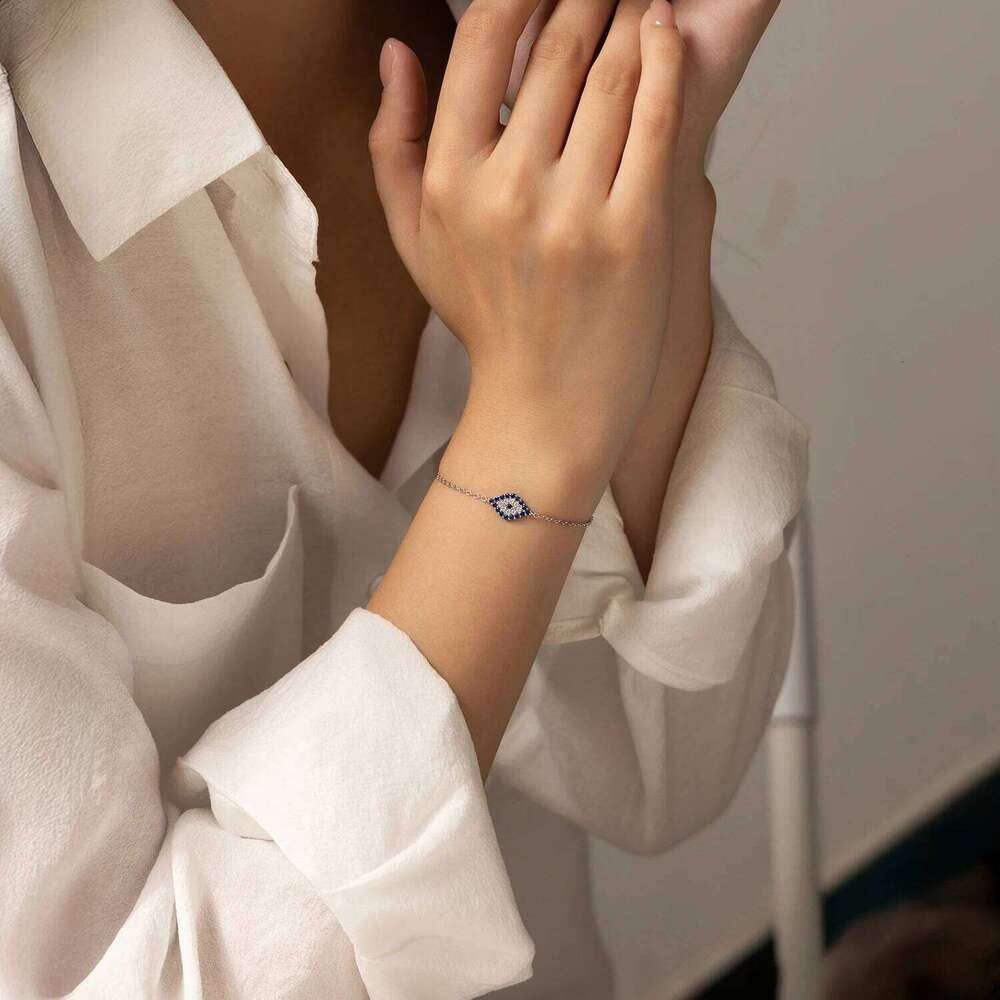 MODIAN 925 Sterling Silver Blue Eyes Zirconia Bracelet Trendy Stackable Daily Link Chain Bracelets For Women Fine Jewelry Z260225