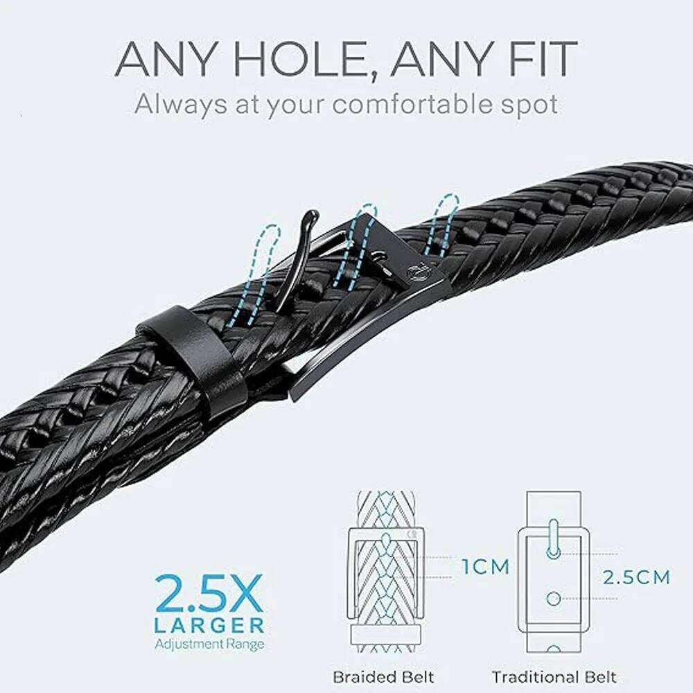 CHAOREN Braided Belts Mens Casual Woven Leather Belt for Dress Pants Y260225