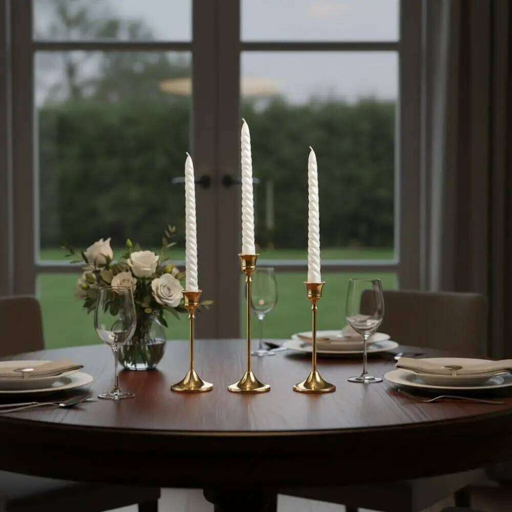 3 Vintage Elegant Metal Aluminum Tabletop Candle Holders Suitable for Wedding Anniversary Home and Hotel Decoration W260226