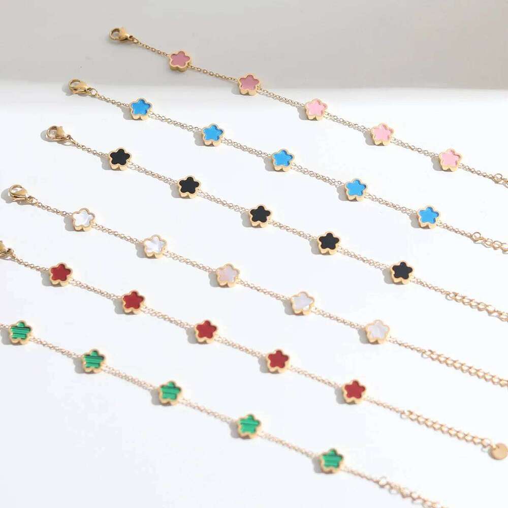 New Luxury Stainless Steel Clover Bracelet Five-Leaf Flower Bracelets lucky star Jewelry for Women Mother's Day Gifts Z260225