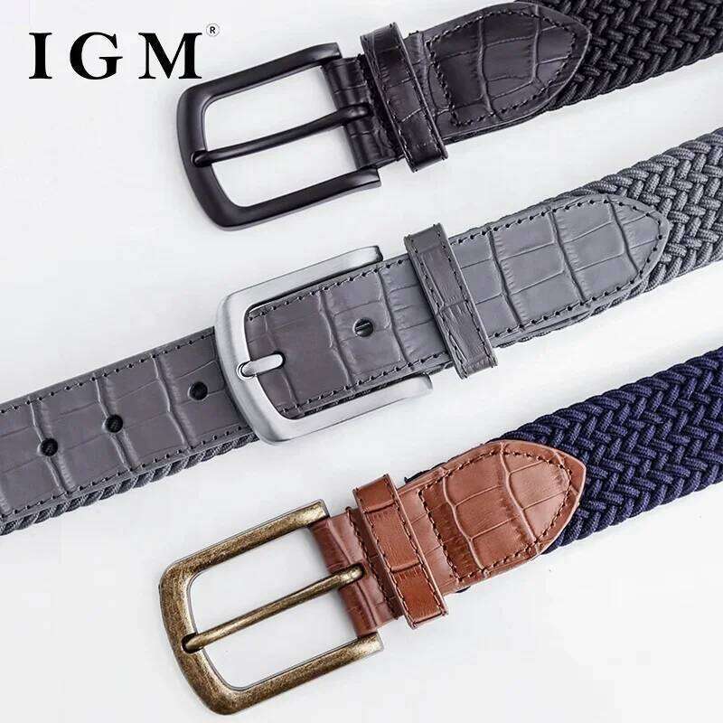 Golf Braided Stretchy for Men Casual Canvas Elastic Belt For Jeans Pants Y260225