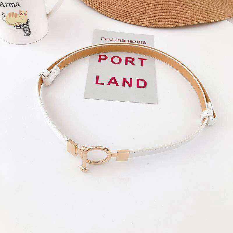 Female Fashion Coat Buckle Leather Sweater Waistband Simple White Black Belt for Women Dress Accessories Y260225