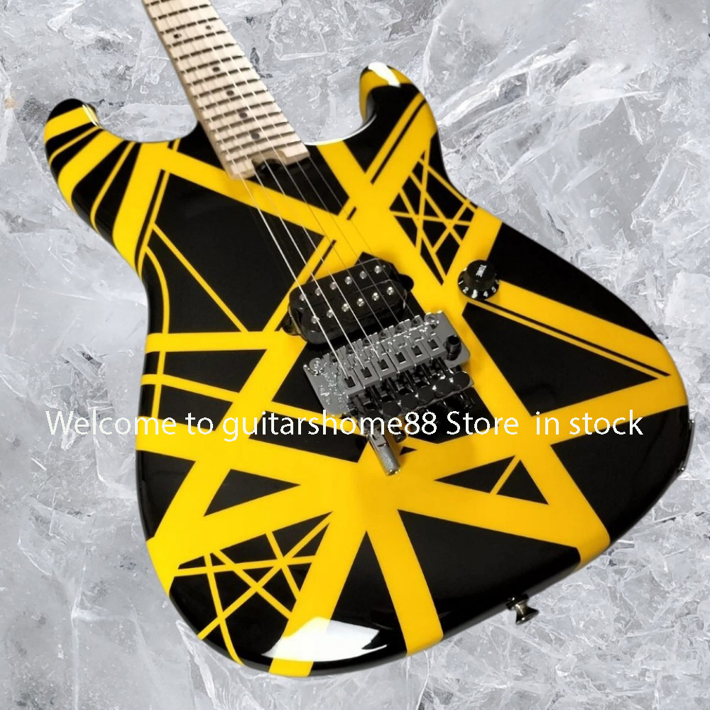 Hot Striped Series Electric Guitar Black Guitar With Yellow Stripes, Made In Japan