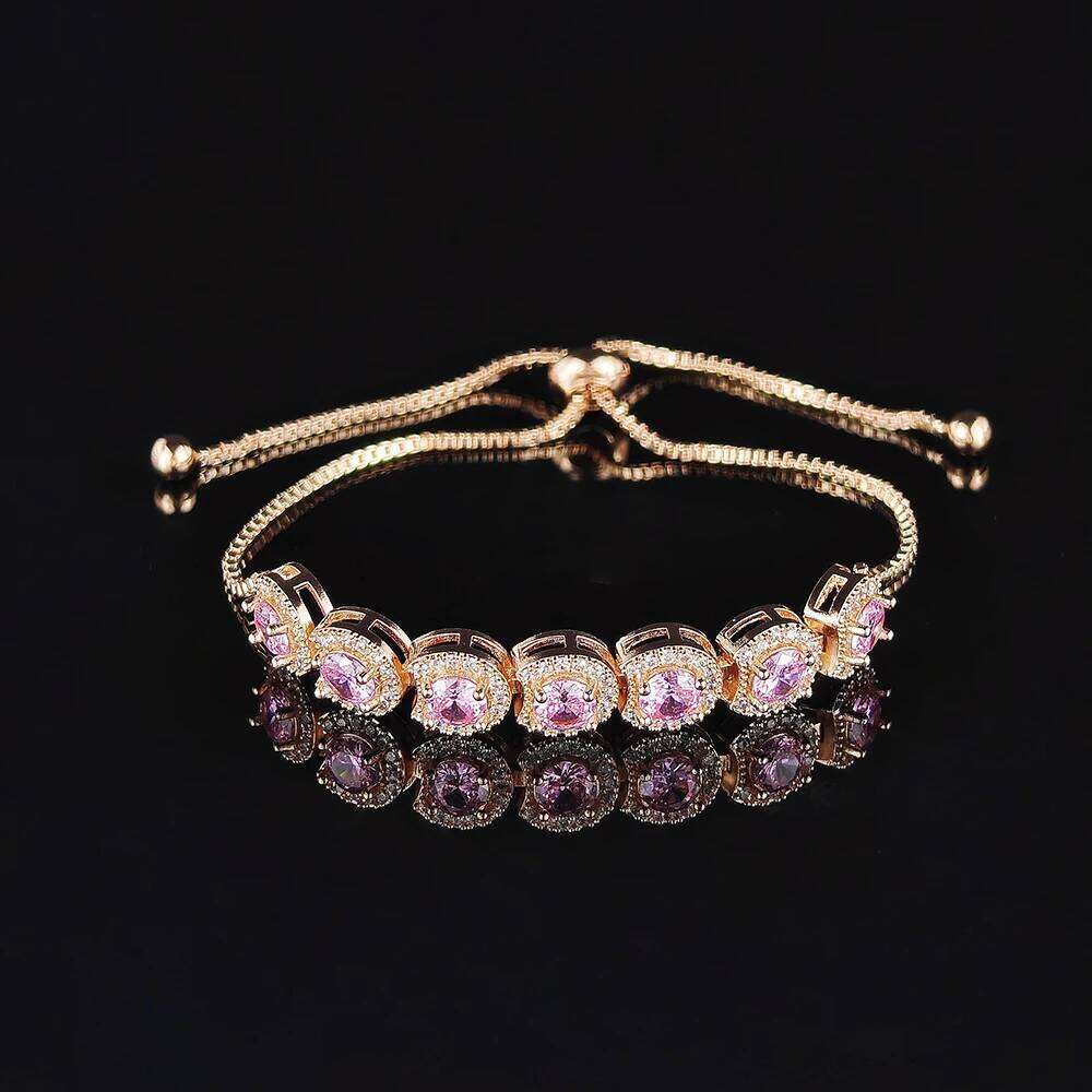 Luxury Green Pink Rose Gold Silver Color CZ Bracelet Bangle for Wedding Women on Hand Gift Jewelry Wholesale Bulk S5243bb Z260225