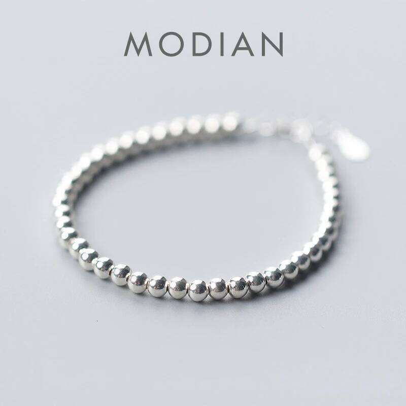 Modian Trendy 925 Sterling Silver Little Ball Strand for Women Free Size Link Chain Bracelet Fine Jewelry Girl Gift Z260225