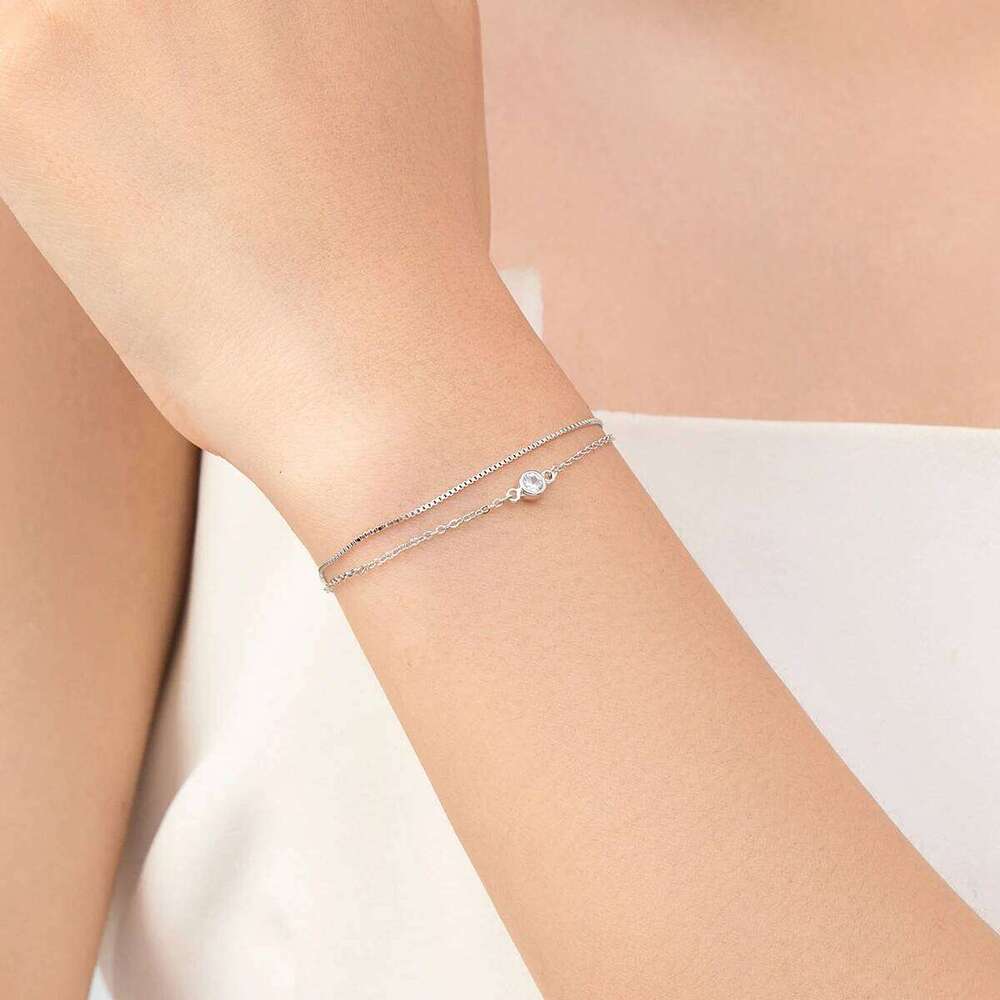 MODIAN Minimalist Stackable Bracelet Real 925 Sterling Silver Double Layer Link Chian Bracelets For Women Party Fine Jewelry Z260225